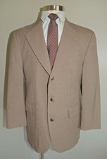 MEN'S CHAPS TAN/BROWN CHECK 100 WOOL 2 BUTTON SPORT COAT SIZE 41R