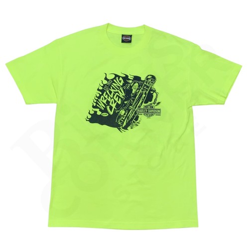 Harley Davidson T-Shirt L High Visibility Yellow Hideout Joplin MO Wrecking Crew