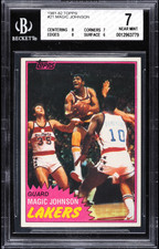 Magic Johnson Solo Rookie Card RC 1981 Topps Basketball #21 BGS 7 Near Mint