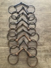 Antique Bridle O Ring Snaffle Bits Handmade Wrought Iron Lot Of 9