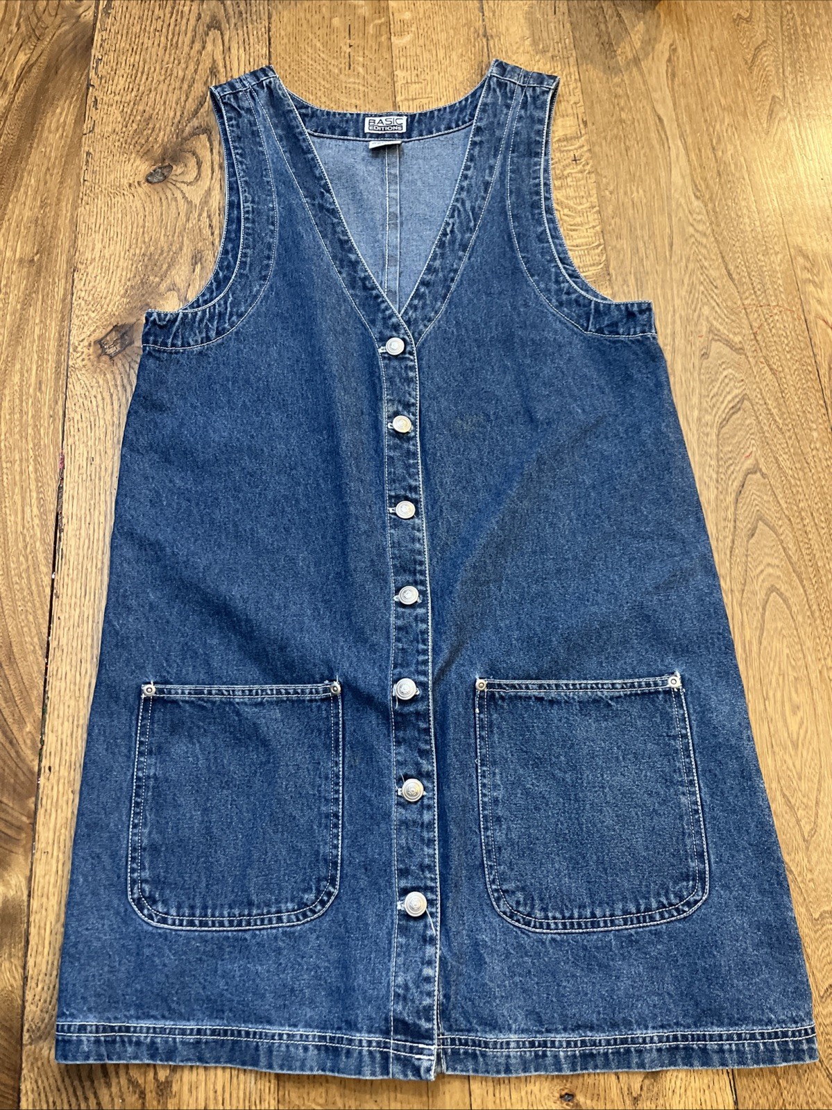 Basic Editions Denim Sleeveless Button Front Dres… - image 1