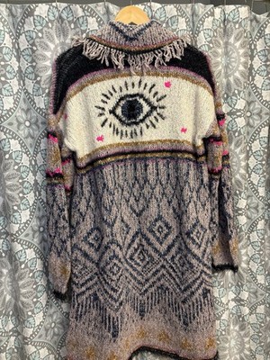 Pilcro Anthropologie Evil Eye Cardigan Sweater Jumper Womens XS / Small Boho