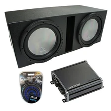 Universal Car Stereo Rhino Coated Ported Dual 12" Harmony A122 Sub Box & CXA8001
