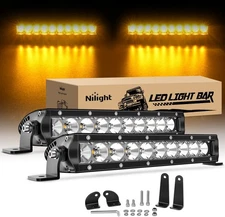 Nilight Slim LED Light Bar 2PCS 11 Inch 26LED Single Row Spot Flood Combo Fog