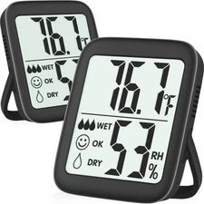 Antonki 2 Pack Room Thermometer for Home, Indoor Hygrometer Humidity Meter Gauge