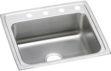 Elkay LRAD252155 Lustertone 25" Drop In Single Basin Stainless - 3 Faucet Holes