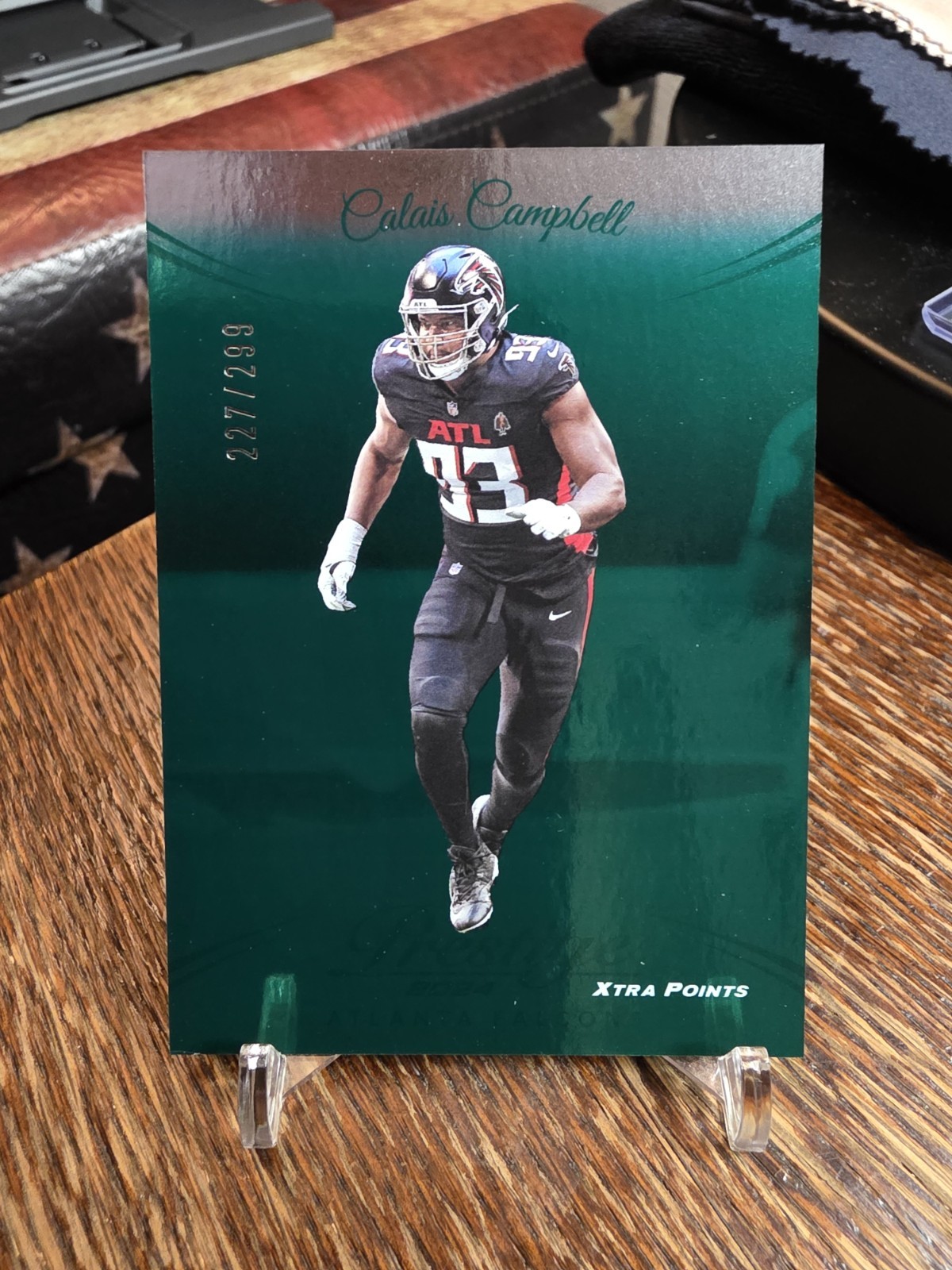 2024 Panini Prestige #16 Calais Campbell Green Premium Xtra Points Falcons #/199