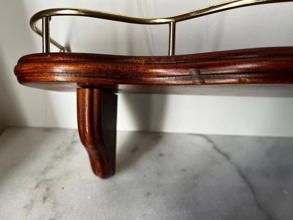 ESTANTE DE PARED RIEL CAPITÁN LATÓN MADERA MACIZA INTERIOR HOGAR VINTAGE... Foto 4 de 4