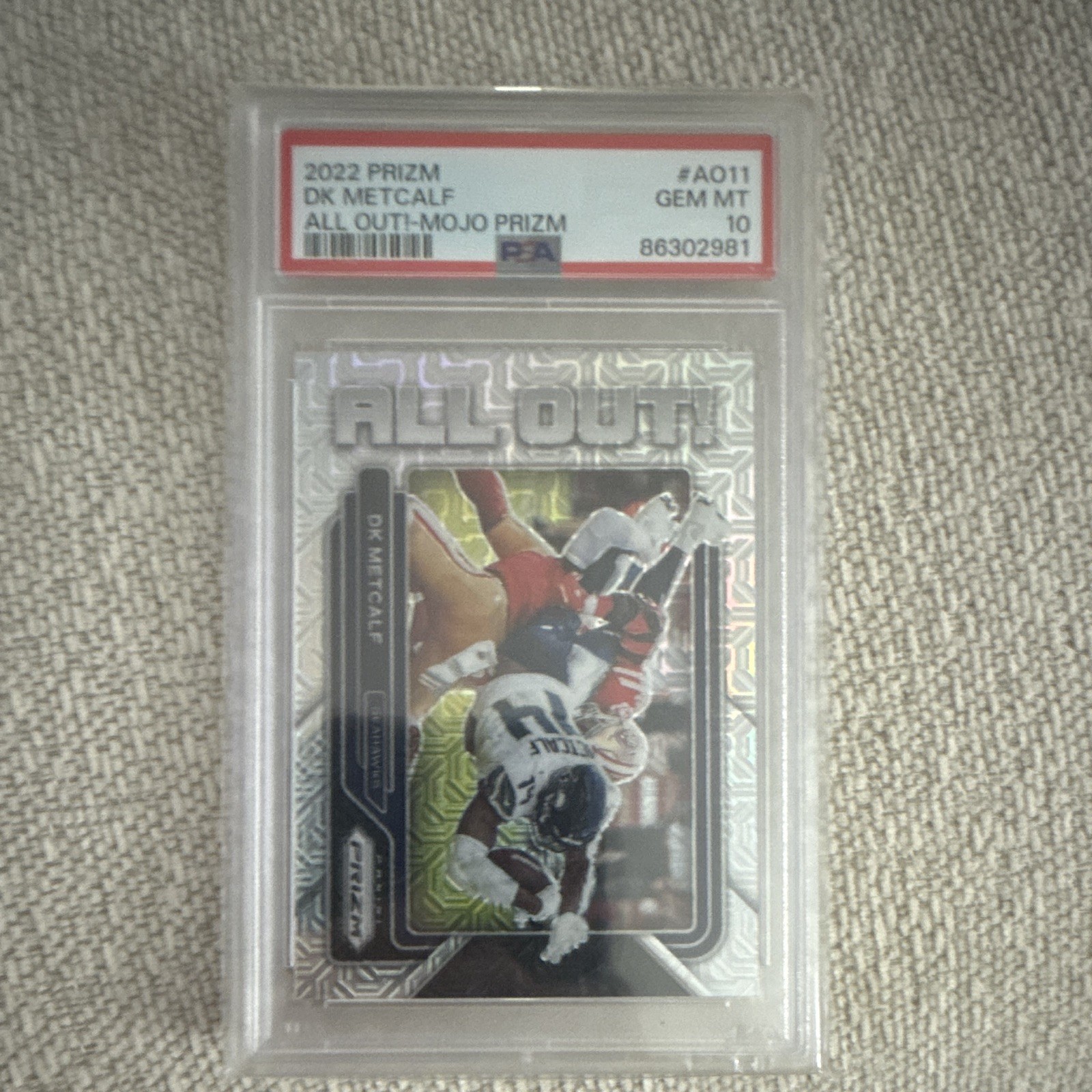 Panini 2022 Prizm All Out! DK Metcalf AO-11 Mojo Prizm 7/25 PSA 10 pop 3