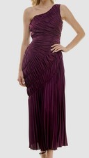 Taylor Women's Purple Asymmetric Ruched Pleated One-Shoulder Gown Dress Size 4