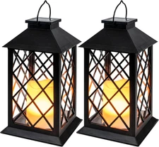 Homemory Solar Lanterns Outdoor Waterproof Hanging with Flickering Flameless Can