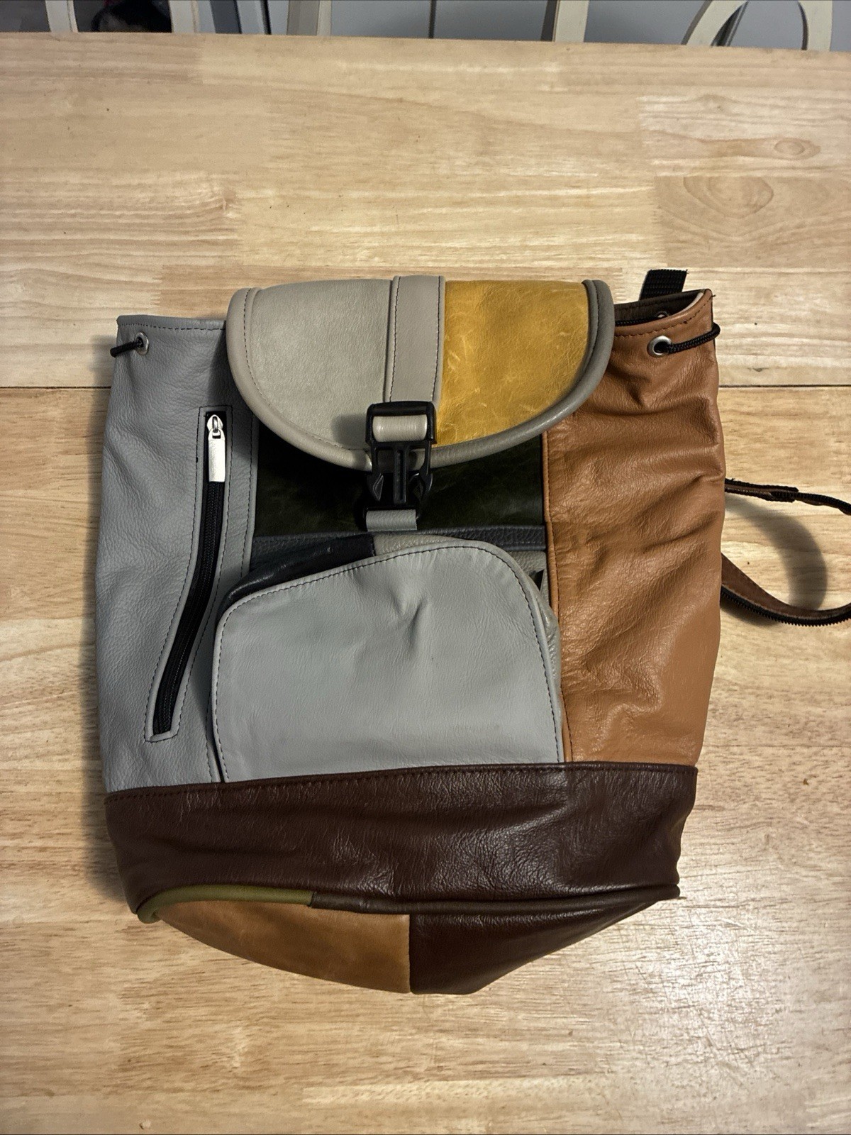 Genuine Leather Patchwork Backpack Made In Mexico… - image 1