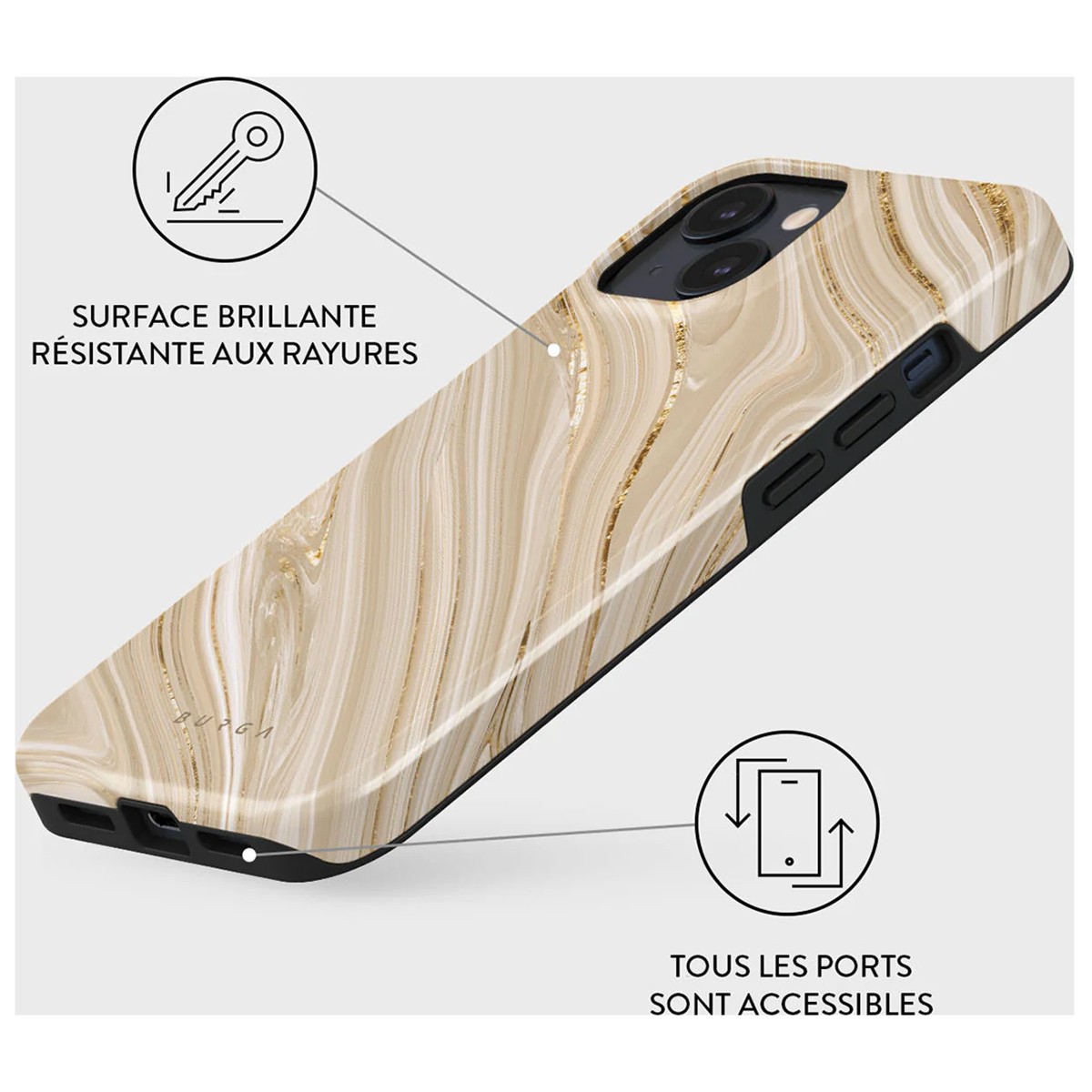 Coque iPhone 13 antichoc Burga rigide en silicone beige - 2