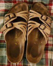 BIRKENSTOCK GRANADA BEIGE/ BROWN LEATHER LADIES SANDALS SIZE 9