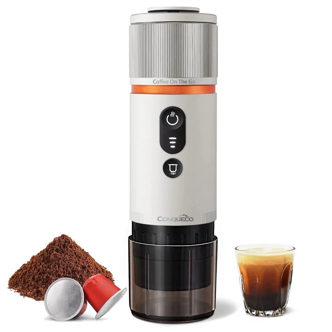 Conqueco 12 V Portable Espresso Coffee Machine Travel - White
