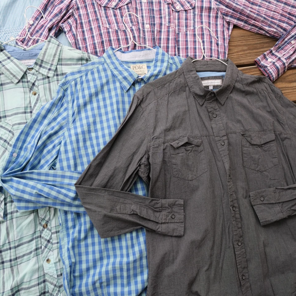 PD&C Paper Denim & CLoth LOT OF 9 Men's Long Sleeve Button Shirts Size XL - Image 2 of 4