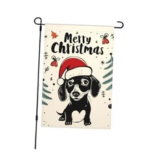 Christmas Garden Flag Dog Double Sided Vertical Seasonal Winter Dachshund