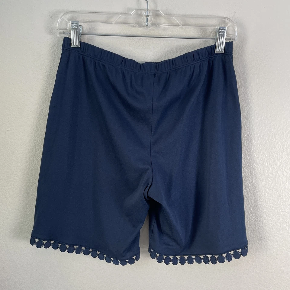 NUEVO Conjunto de Pijama Hanro Rosa Para Mujer Pequeño Azul Marino Profundo Manga Corta Camisa Pantalones Cortos Borde Foto 4 de 4