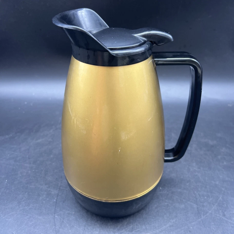 Jarra de jarra de café aislante dorado térmica vintage usada en excelente estado Westbend MCM Foto 3 de 4