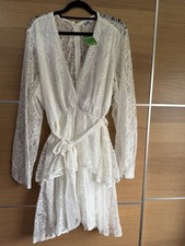 John Zack Curve Asos Size 18 White Lace Long Sleeve Mini Dress Party Hen Do New