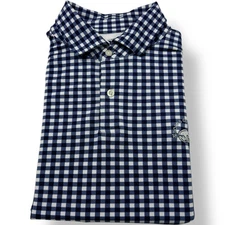 Fairway & Greene Blue White Gingham Golf Polo Shirt Men’s Size Medium USA