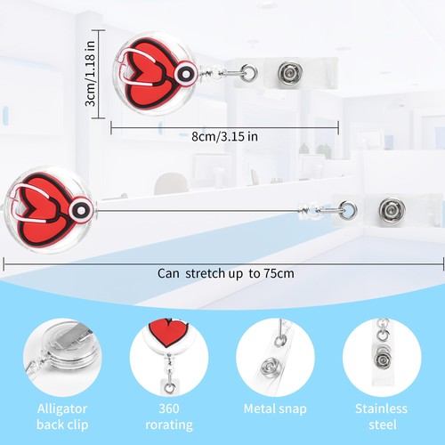 24Pcs Medical Badge Reel, Retractable Nursing ID Badge Holders Nurse Accessor... - Picture 3 of 7