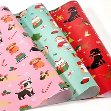 Christmas Dog Wrapping Paper Set - 10 Sheets 20" x 27" Christmas Puppy Wrapping
