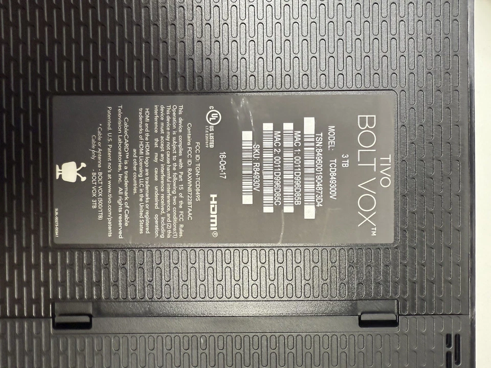 TIVO BOLT VOX+ 3TB TCD849300V 4K DVR As Is Does Not Power On Lights Flashing - Image 4 of 4