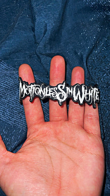Motionless In White Black & White Chain Bracelet Band Logo rubber bracelet