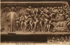 Cathedral Bourges France Last Judgement vintage postcard b265