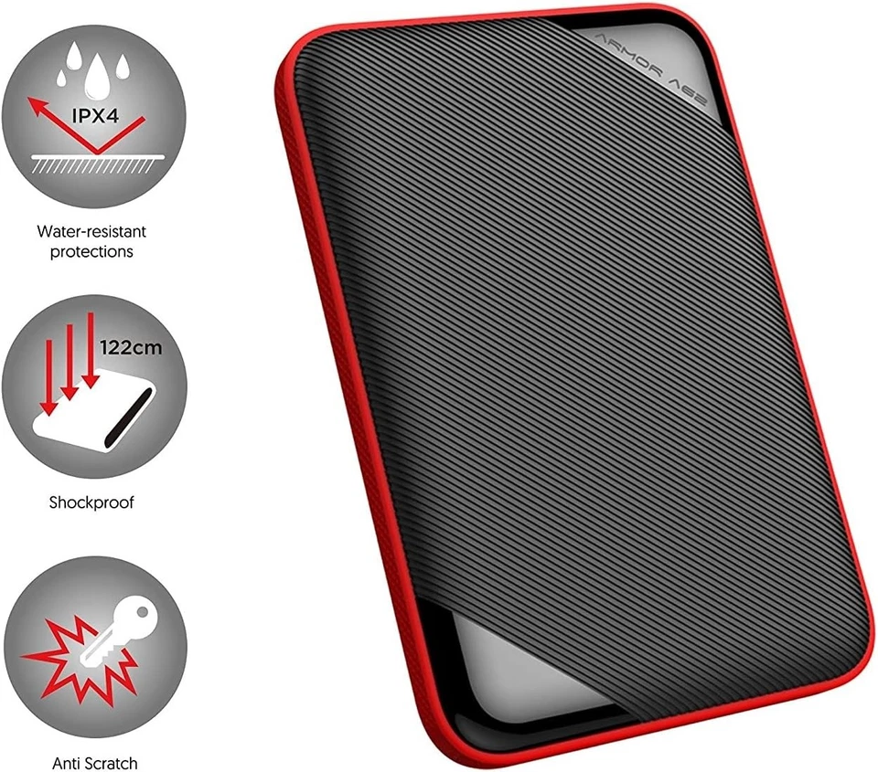 Silicon Power 2 TB Portable Hard Drive ARMOR A62, IPX4 Water-Resistant and Milit - Image 3 of 4