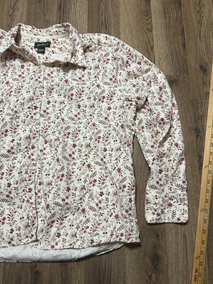 Camisa Eddie Bauer Para Mujer Plus XXL, Marrón Blanco Rojo Floral Manga Larga Abotonada Foto 4 de 4