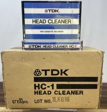 TDK HC-1 Full Box-10 Sealed  Audio Tape Recorder Head Cleaner Vintage Cassettes