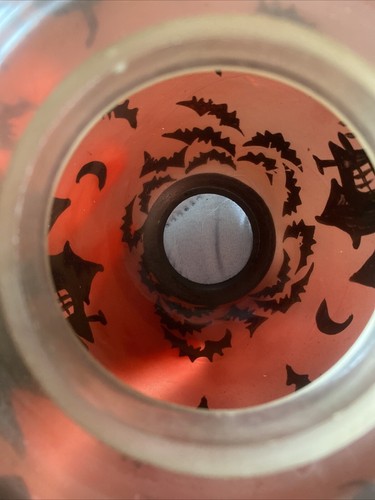 YANKEE CANDLE Glass Shade Halloween Haunted House Flying Bats Pumpkins Orange - Picture 9 of 13