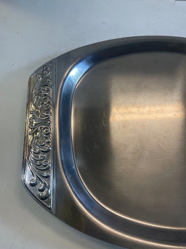 VINTAGE INTERNATIONAL STAINLESS SERVING TRAY 18/8 No. 5039 OVAL 16'' X 20 - Picture 5 of 9