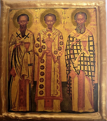 Three Holy Hierarch Saints Gregory St John St Basil Greek Eastern Orthodox Icon