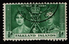 Falkland Islands 1937 King George VI ½d Coronation SG143 Used