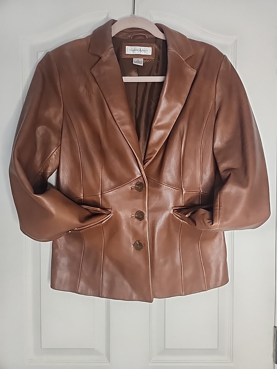 Genuine Lamb Skin Leather Brown Preston & York Womans Sz 8