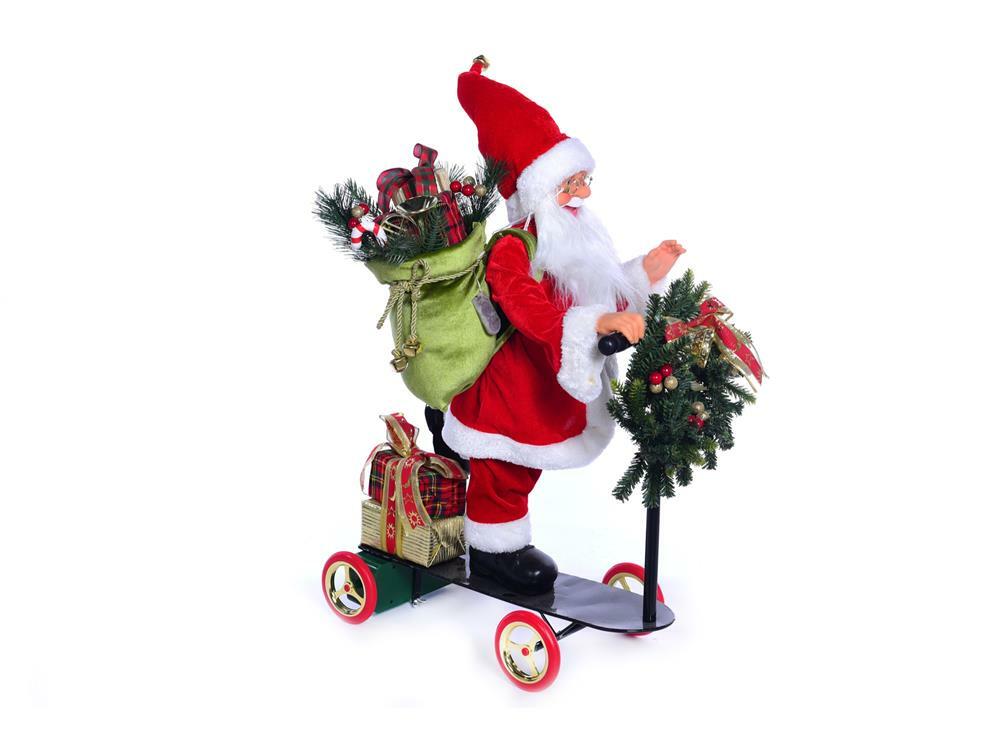 Babbo Natale su scooter in movimento con Musica e Luci
