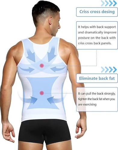 Gynäkomastie Compress Tanktop Männer Abnehmen Body Shaper Weste Bauchweg Shirt - Bild 4 von 26