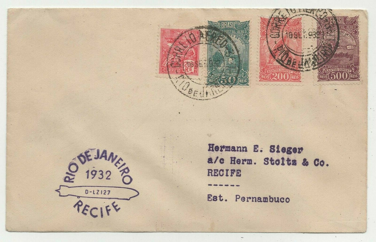 Brazil Airship RECIFE Rio de Janeiro 1932 