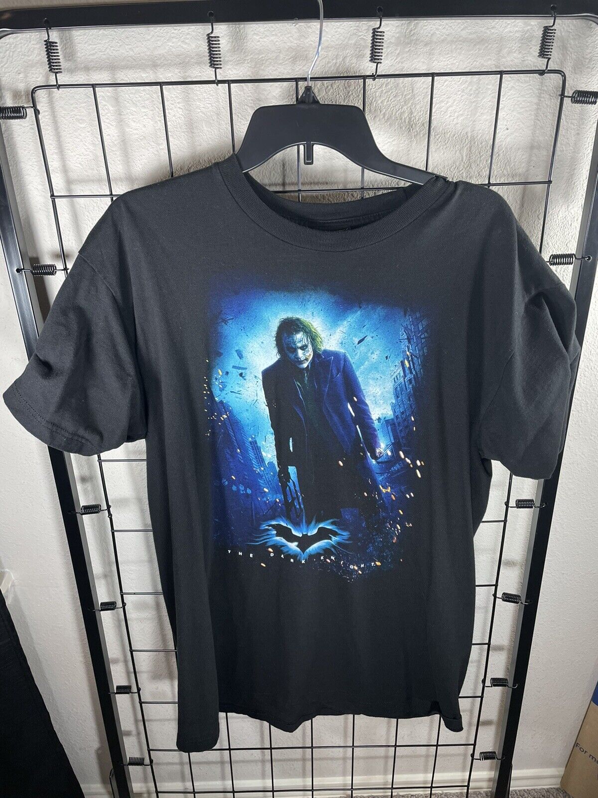 Vintage The Dark Knight Joker L T-Shirt Movie Promo Graphic Heath Ledger EUC