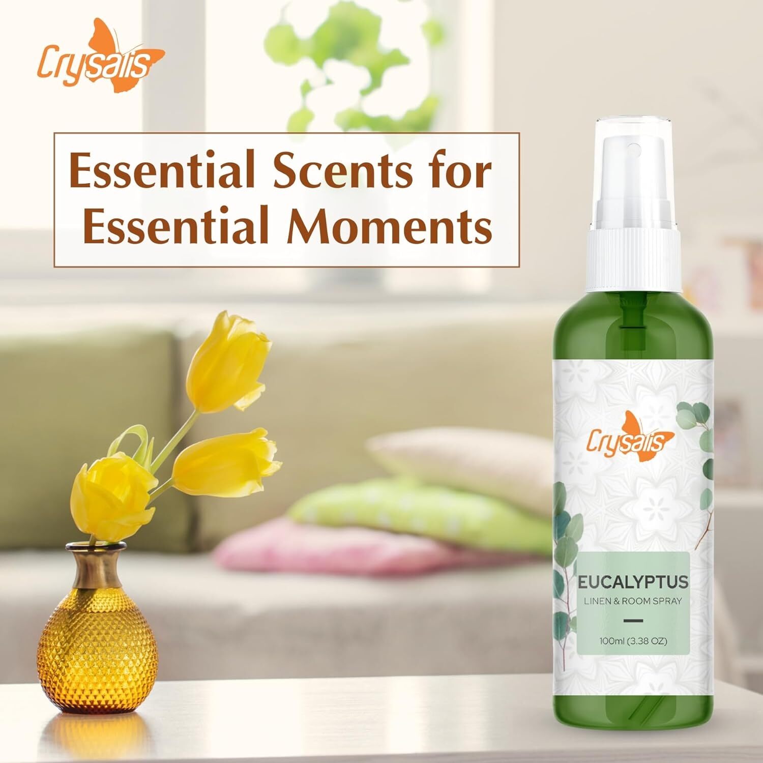 Crysalis Eucalyptus Long Lasting Room Spray Air Freshener 100ml/3.38 oz