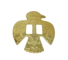 10 pcs Gold Thunderbird Metal Tribal Native Slotted Concho Slides Scarf Belt VTG