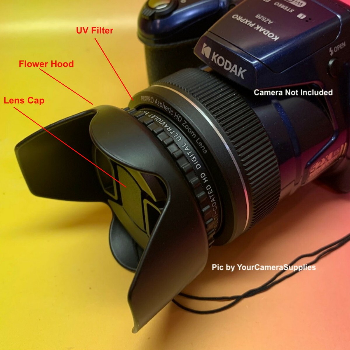 AZ528: FILTER KIT+FLOWER HOOD+LENS CAP for CAMERA KODAK PIXPRO