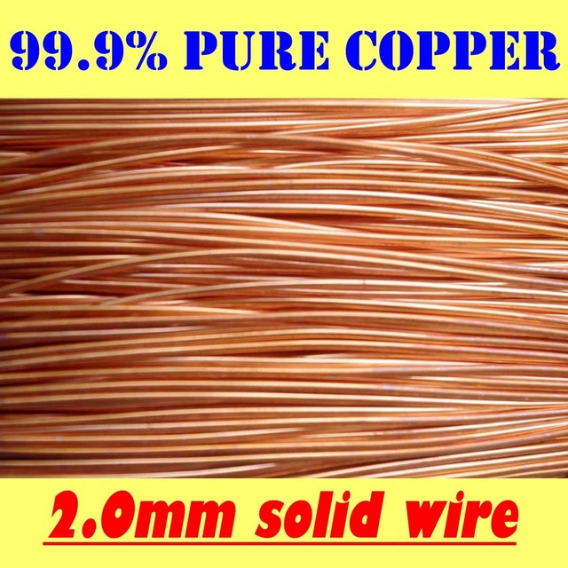 5 MT 99.9 Pure Solid Uncoated Copper Wire 2.0mm 14g SWG 12g AWG for