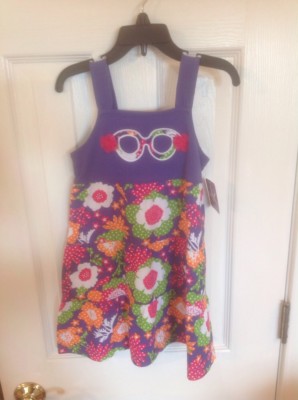 NWT J. KHAKI APPLIQUED DRESS WITH SUNGLASSES SZ 4 T NICE