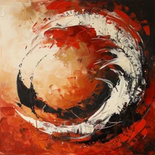 Hand-Painted Texture Oil Painting on Canvas Abstract Wall Art tai ji black red