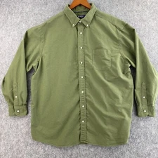 Cremieux 38 Classic Long-Sleeve Shirt Men 2XB Green Button Down 100% Cotton
