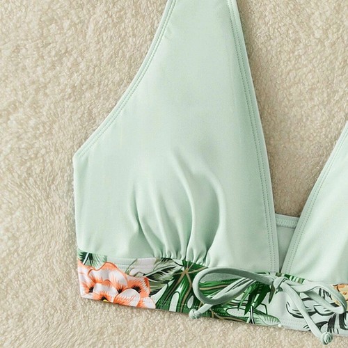 Damen-Bikini-Set Gepolstertes Neckholder-Top Und Florale Badeshorts Hoch æ - Bild 7 von 18